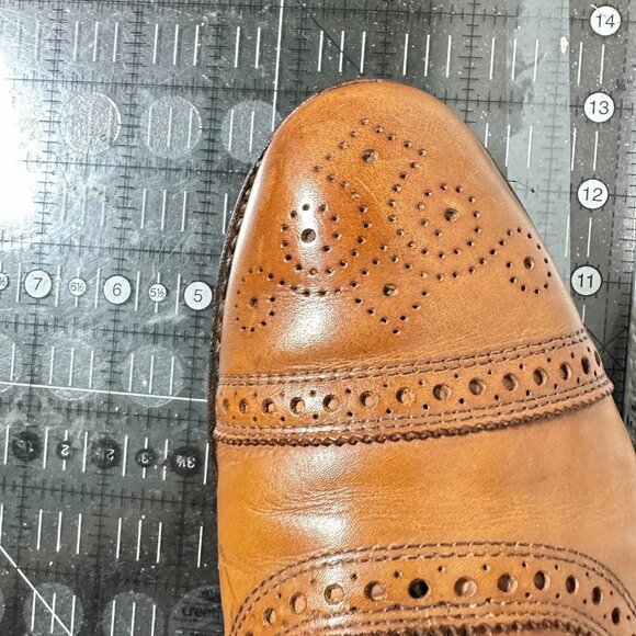 Allen Edmonds Strand Men Sz 11.5D Brown Leather Brogue Cap Toe Oxford Dress Shoe - Picture 11 of 11